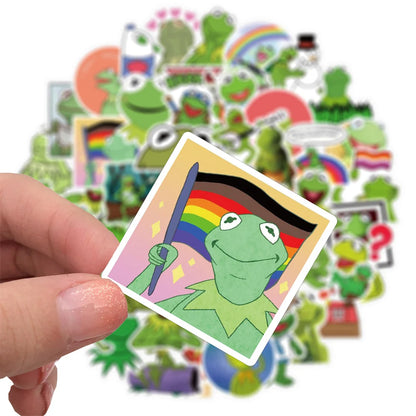 50PCS Kermit Frog Cute Cartoon Personality Decoration Graffiti Waterproof Sticker Notebook Refrigerator Water Cup