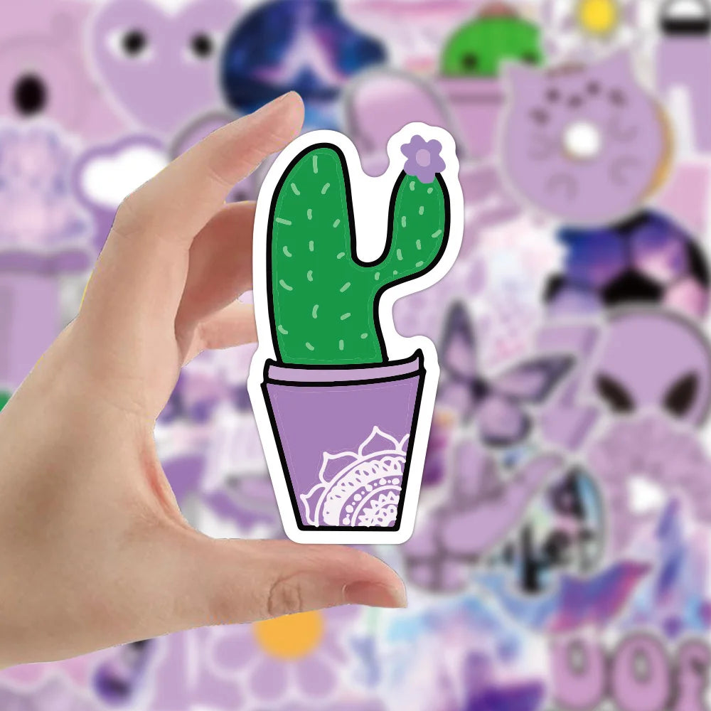 50PCS Purple Fresh Series Sticker Laptop Guitar Motorcycle Luggage Skateboard Bike Waterproof Sticker