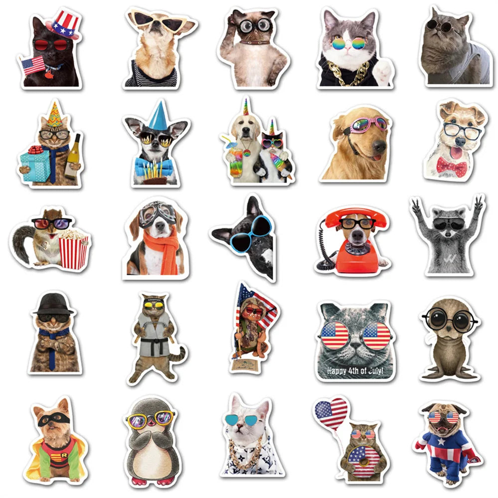 50PCS of cute animal dog series graffiti stickers, personalized DIY suitcase, diary book, skateboard, phone case, laptop decoration, waterproof sticker toys