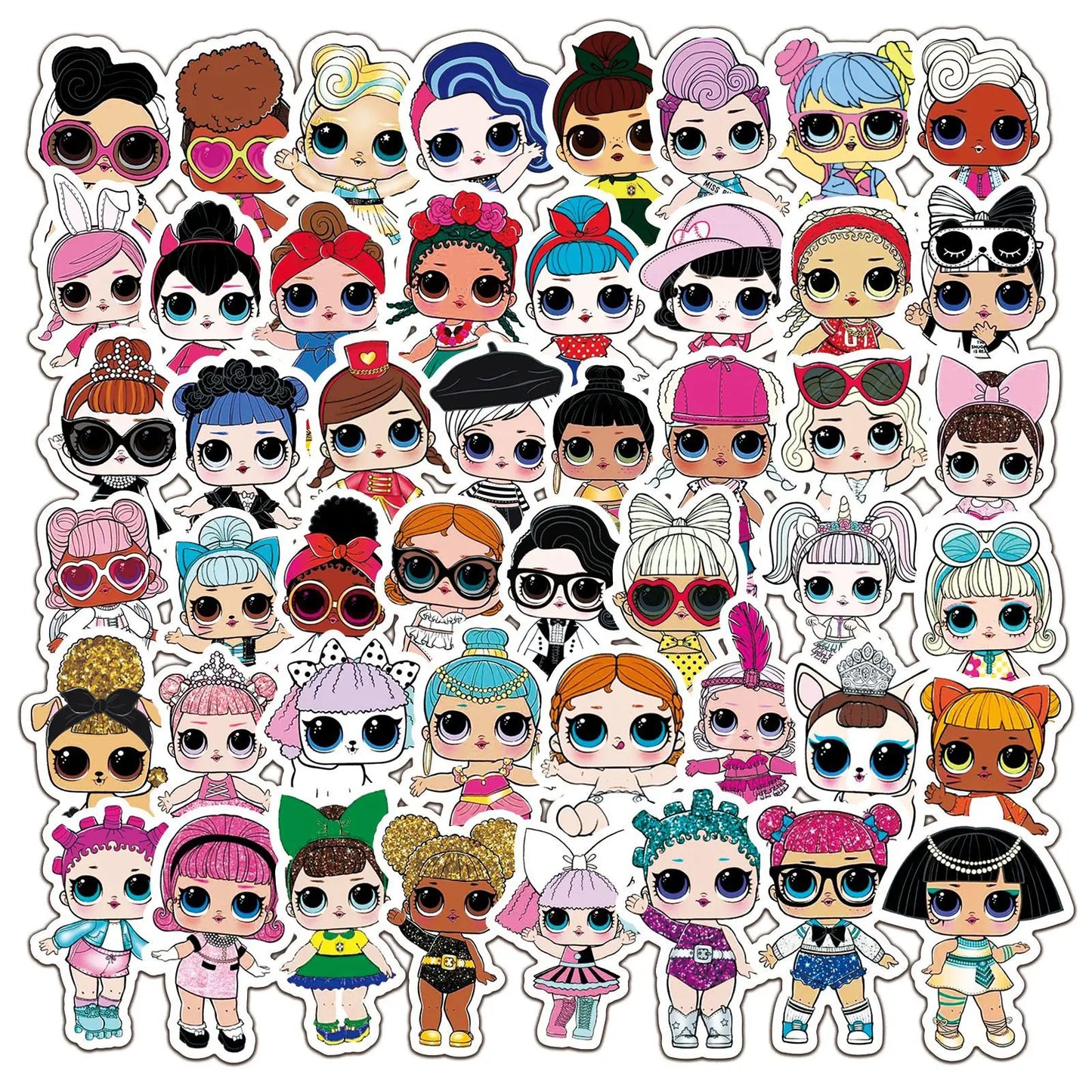50PCS Cute Surprise Doll Cartoon Graffiti Waterproof Sticker Suitcase Notebook Skateboard Refrigerator Water Cup