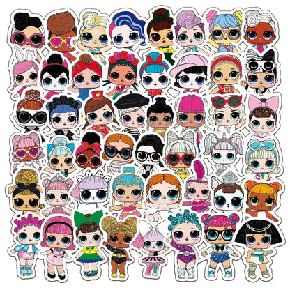 50PCS Cute Surprise Doll Cartoon Graffiti Waterproof Sticker Suitcase Notebook Skateboard Refrigerator Water Cup
