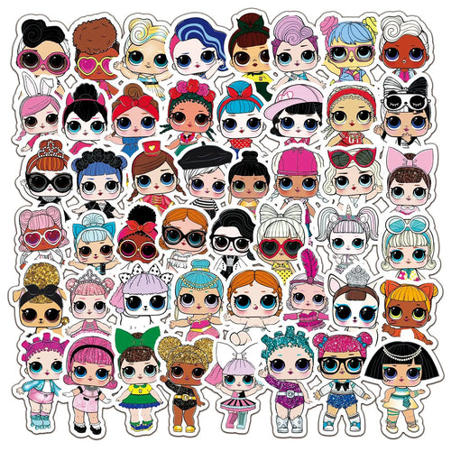 50PCS Cute Surprise Doll Cartoon Graffiti Waterproof Sticker Suitcase Notebook Skateboard Refrigerator Water Cup