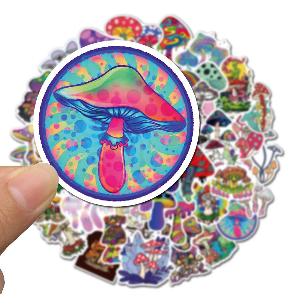 50PCS Psychedelic Aesthetics Mushroom Stickers Toy Luggage Mobile Phone Decoration Graffiti DIY Stickers