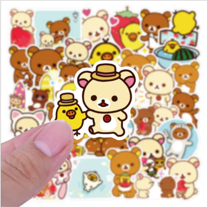 50PCS Cute Rilakkuma Cartoon Anime Graffiti Sticker Skateboard Motorcycle Helmet Water Cup Guitar Decoration Toy