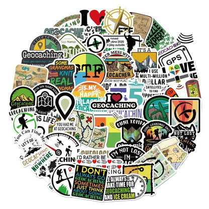 50PCS Geocaching Series Geographic Graffiti Waterproof Sticker Suitcase Notebook Refrigerator Skateboard WaterCup