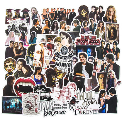 50PCS Popular American TV Series The Vampire Diaries Laptop Suitcase Guitar Waterproof Graffiti Stickers