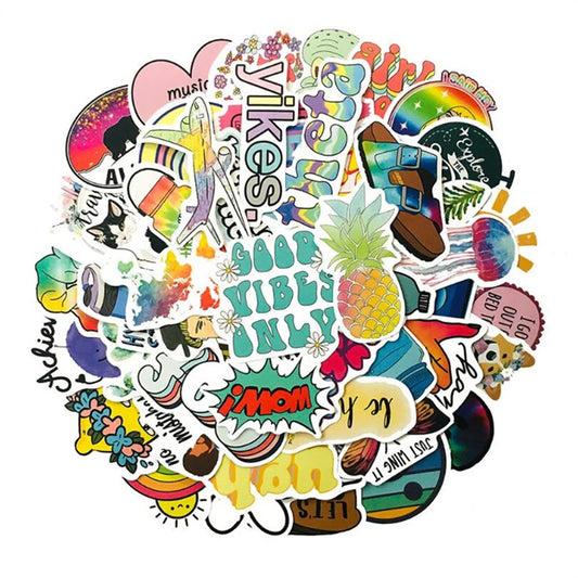50PCS   Crtoon Fresh and Cute Stationery Graffiti Phone Case Guitar Decoration Waterproof Sticker Toy