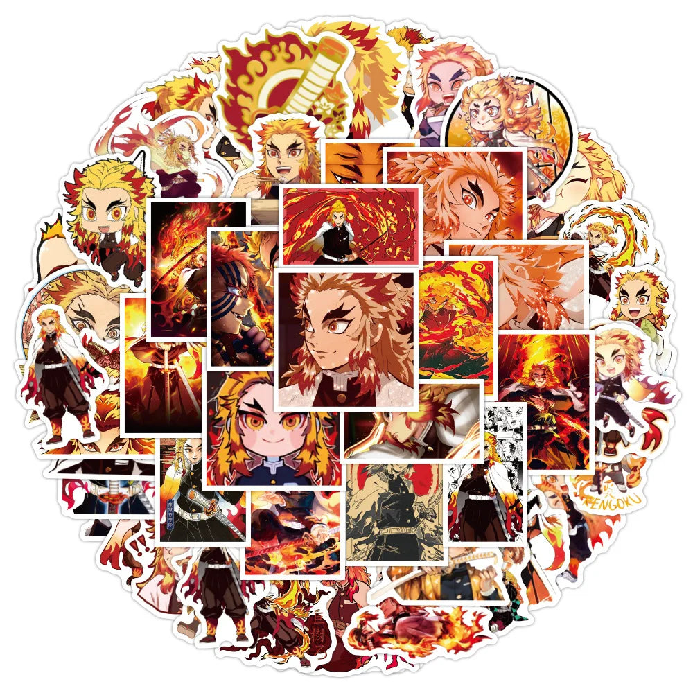 50PCS cartoon and anime Demon Slayer: Kimetsu no Yaiba character Purgatory graffiti stickers, personalized DIY luggage, phone cases, notebooks, handbooks, decorative sticker toys