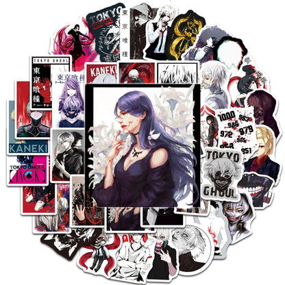 50PCS Anime Tokyo Ghoul Graffiti Decoration Cool Guitar Skateboard Luggage Notebook Waterproof Helmet Toy Sticker