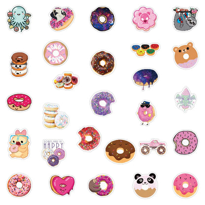 50PCS Donut Series Graffiti Sticker Waterproof Luggage Laptop Scooter Water Cup Refrigerator Sticker