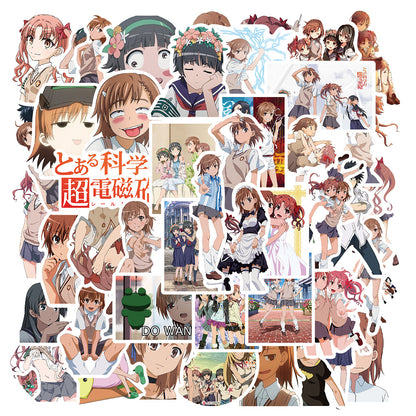 50PCS Misaka Mikoto "Railgun" Stickers, Cute Anime Girl with Electric Powers Doodles for Anime Collections
