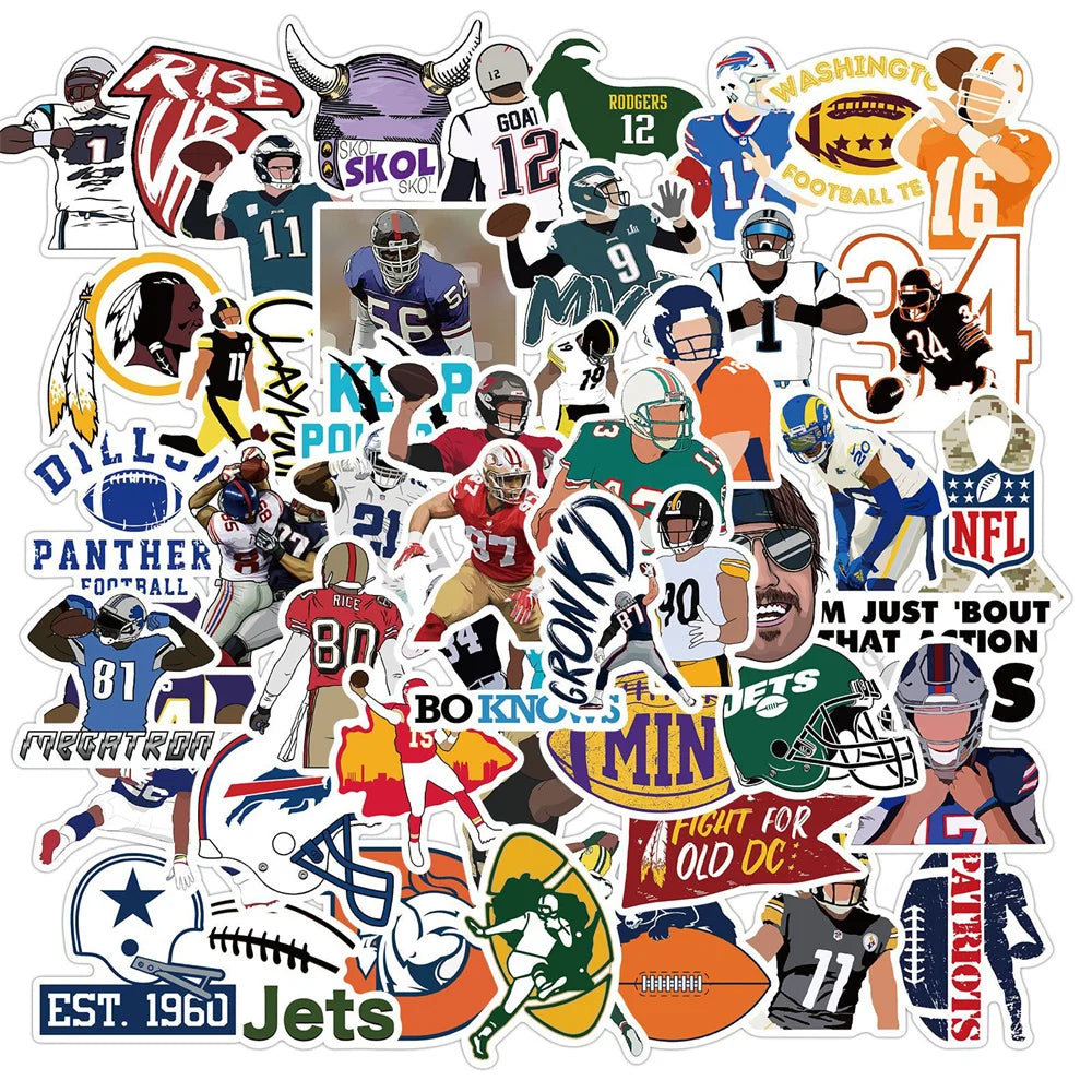 50PCS American Football Graffiti Stickers DIY Decorative Suitcase Motorcycle Trolley Case Notebook Stickers