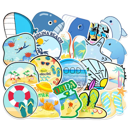 50 Cartoon and Lovely Beach Whale Summer Vacation Doodle Handmade Journal Materials, Skateboard Decoration Stickers, Toys