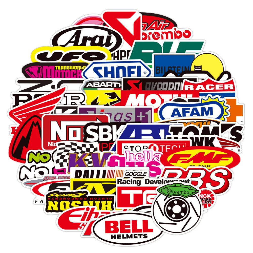50PCS Racing Motorcycle JDM Graffiti Sticker Waterproof Notebook Water Cup Car Children's Refrigerator Custom