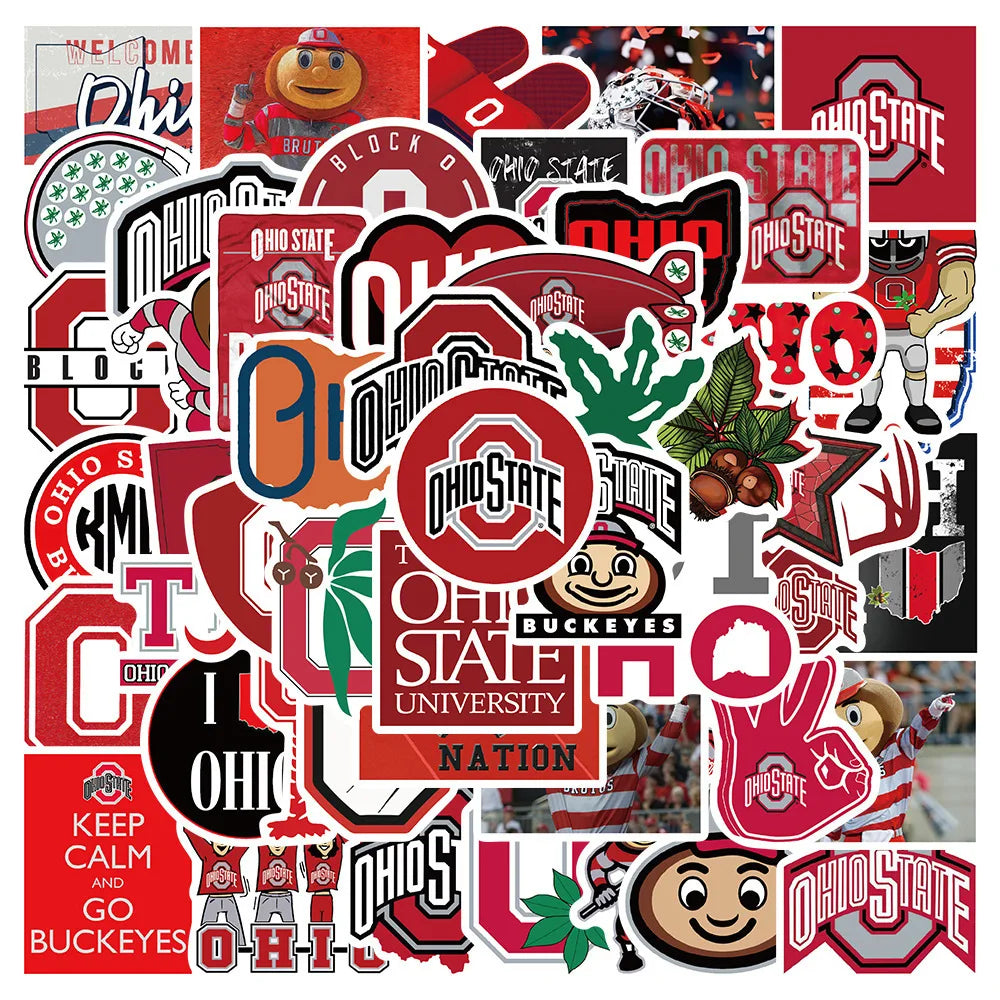 50PCS Ohio State University Personalized Decoration Graffiti Waterproof Sticker Notebook Refrigerator Skateboard