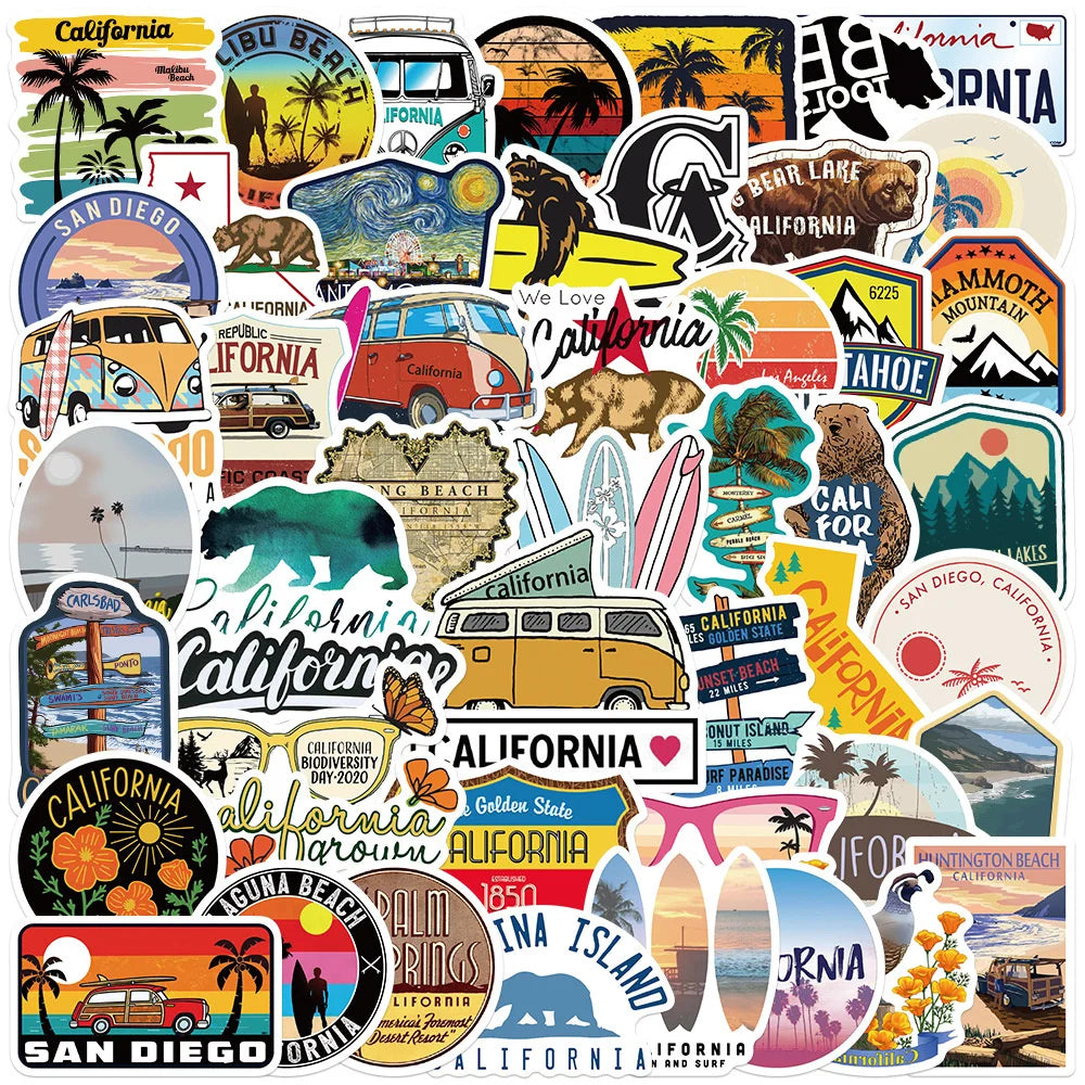 50PCS         CaliforniaGraffiti Stickers Can Decorate Luggage Water Cup Waterproof DIY New Product