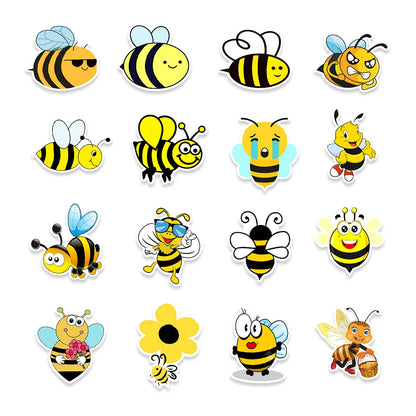 50PCS Cartoon Cute Bee Stickers Refrigerator Computer Mobile Phone Water Cup Graffiti Stickers