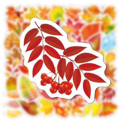 50 Autumn Leaves Graffiti Stickers Laptop Water Cup Waterproof Luggage Sticker