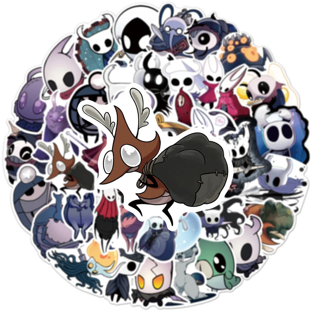 50PCS Game Hollow Knight Skateboard Notebook Graffiti Luggage Waterproof Cartoon Stickers Children's Toys