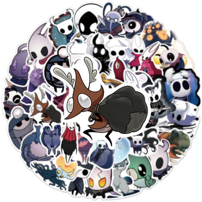 50PCS Game Hollow Knight Skateboard Notebook Graffiti Luggage Waterproof Cartoon Stickers Children's Toys