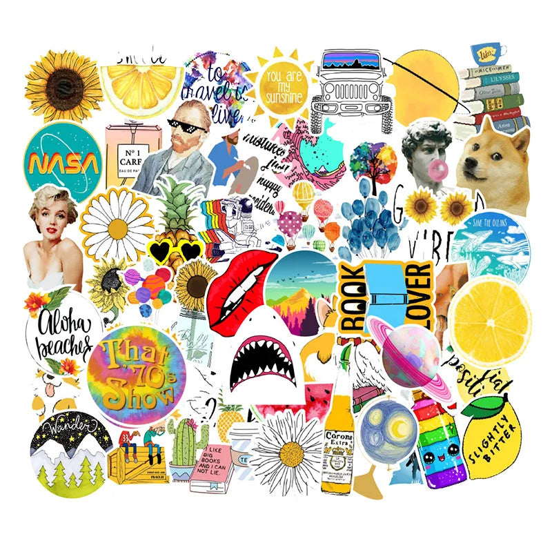 50PCS New Fresh Summer Graffiti Stickers Trolley Case Car Computer Refrigerator Waterproof Stickers