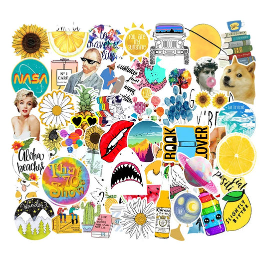 50PCS New Fresh Summer Graffiti Stickers Trolley Case Car Computer Refrigerator Waterproof Stickers