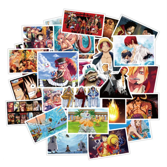 50PCS of cute and popular anime pirate graffiti stickers, personalized DIY waterproof trolley, bag, laptop graffiti decoration sticker toys