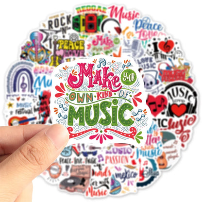 50PCS New Music Text Personalized Decoration Graffiti Waterproof Sticker Notebook Refrigerator Skateboard Helmet
