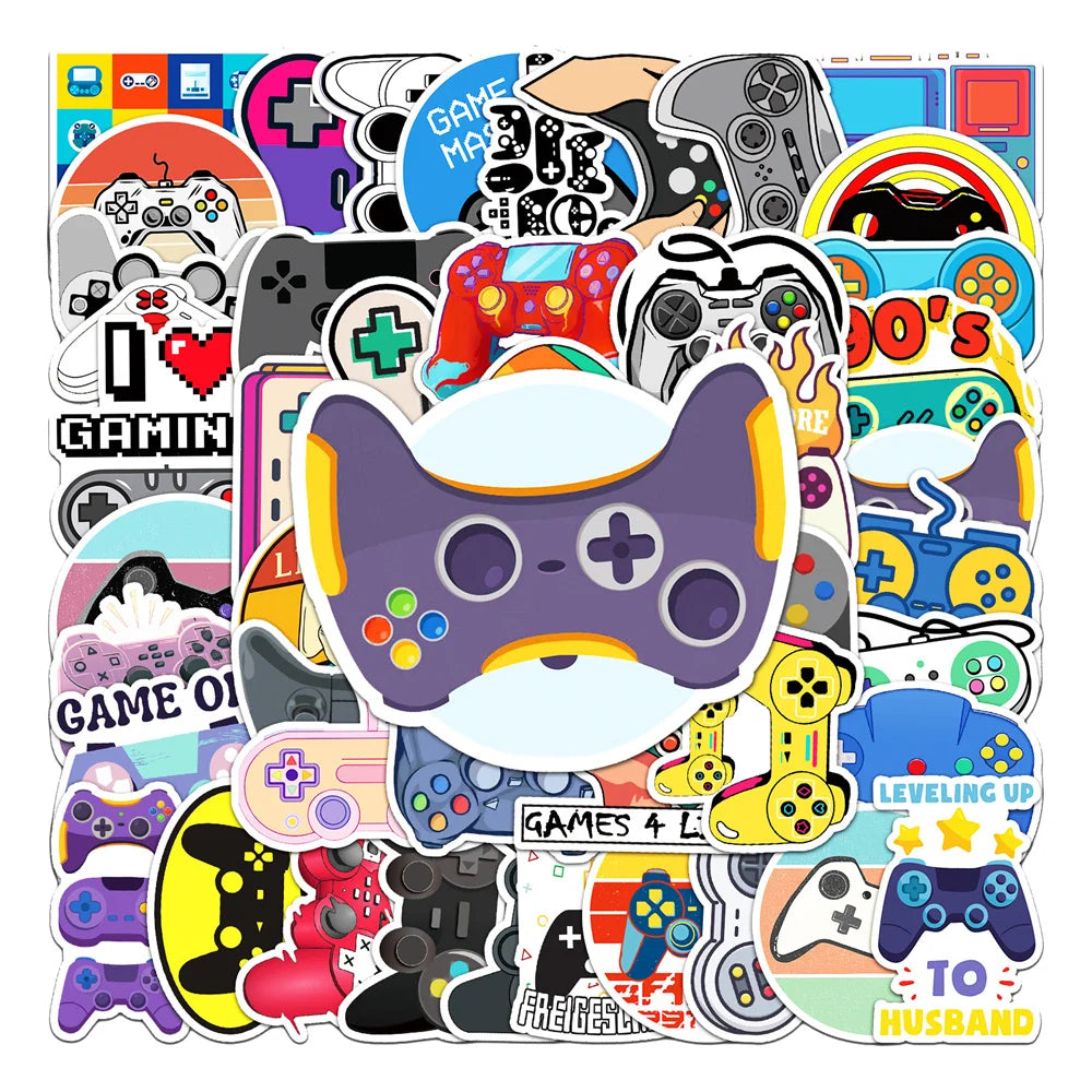 /50PCS Cartoon Gamepad Graffiti Children Stickers Luggage Mobile Phone Case Laptop Waterproof PVC Stickers