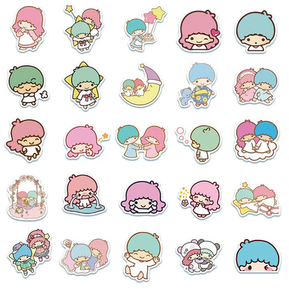 50PCS Cartoon Cute Little Twin Star Graffiti Laptop Guitar Skateboard Water Cup Waterproof Decoration Toy