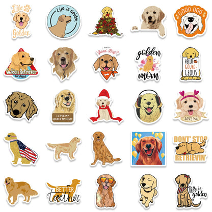 50pcs Cartoon Golden Retriever Stickers for Skateboard Computer Luggage Notebook Car Decal Children's Toys