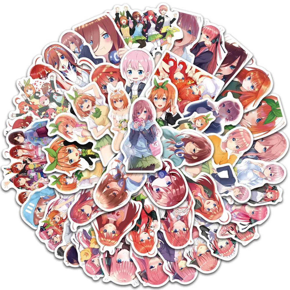 50pcs Japanese Anime Quintile Bride Graffiti Sticker DIY Guitar Luggage Star Anime Sticker Waterproof