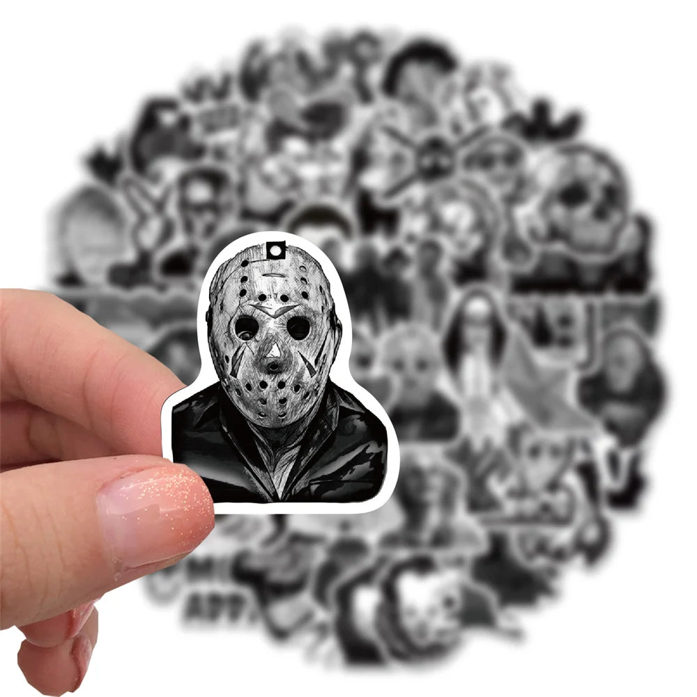 50PCS Horror Film Halloween Graffiti Waterproof Sticker Suitcase Notebook Mobile Phone Children's Water CupHelmet