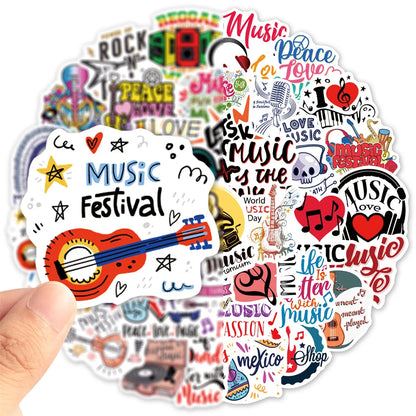 50PCS New Music Text Personalized Decoration Graffiti Waterproof Sticker Notebook Refrigerator Skateboard Helmet