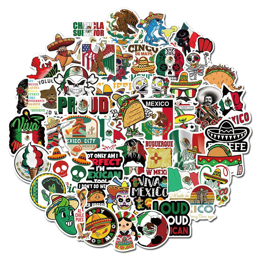 50PCS Mexican Style Personalized Graffiti Laptop Luggage Guitar Toy Decoration Sticker