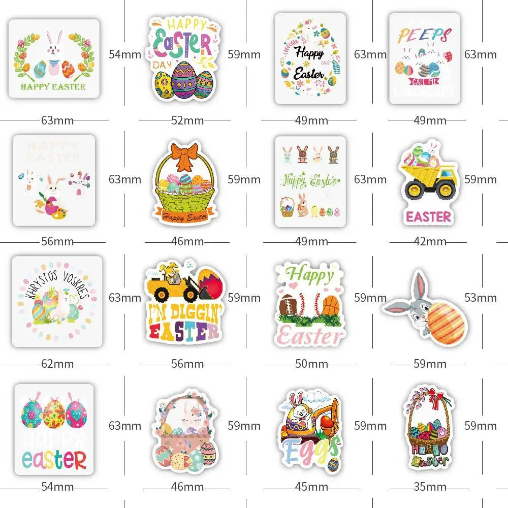 50PCS New Colored Egg Rabbit Easter Cartoon Personalized Graffiti Sticker Car Trunk Helmet RefrigeratorWaterproof