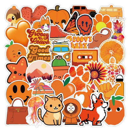 50PCS   Orange Fresh Series Cartoon Animal Graffiti Laptop Car Skateboard Guitar Waterproof Sticker Toy