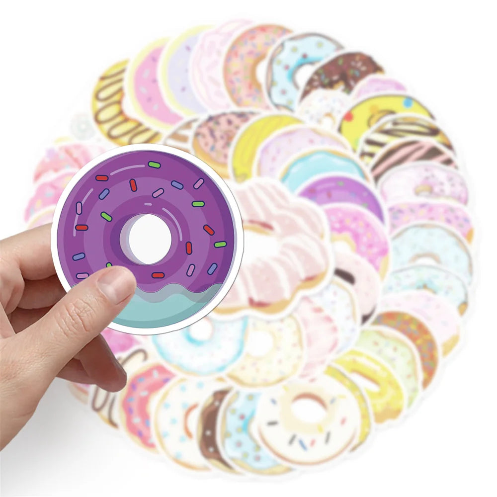 50PCS Doughnut Small Fresh Food Personalized Decoration Graffiti Waterproof Sticker Notebook Skateboard Water Cup