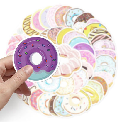 50PCS Doughnut Small Fresh Food Personalized Decoration Graffiti Waterproof Sticker Notebook Skateboard Water Cup