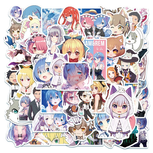 50PCS Life in Another World Cool Guitar Skateboard Notebook Waterproof Helmet Anime Cute Rem Graffiti DIY Sticker