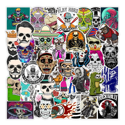 50PCS Non-repetitive Skull Graffiti Stickers Bicycle Mobile Phone Motorcycle Helmet Decorative Stickers