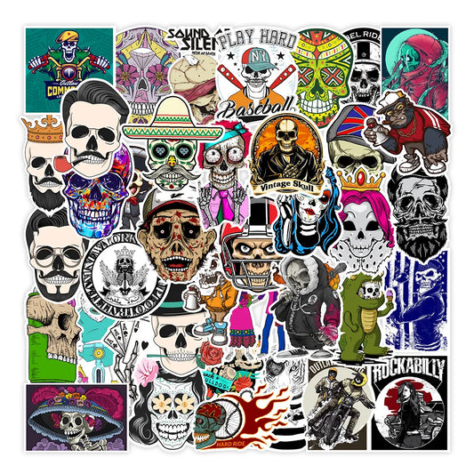 50PCS Non-repetitive Skull Graffiti Stickers Bicycle Mobile Phone Motorcycle Helmet Decorative Stickers