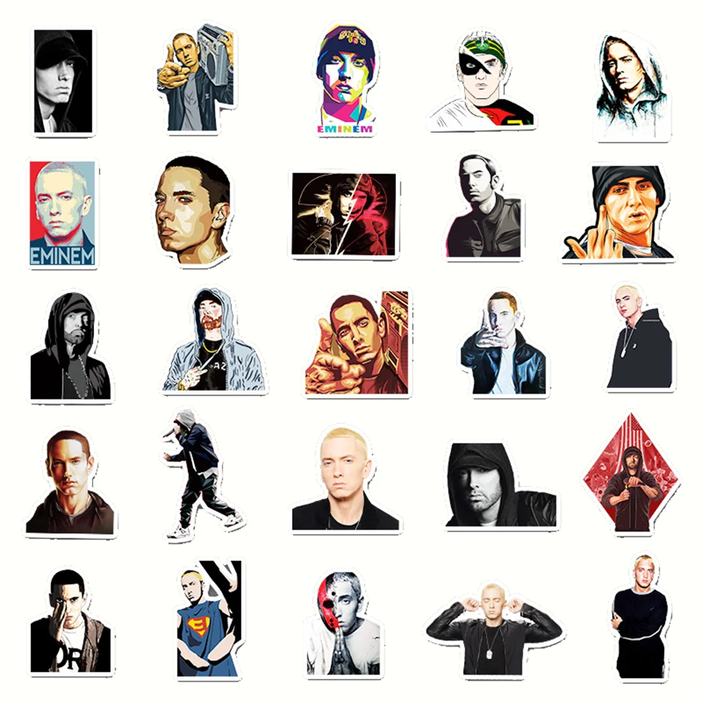 50PCS Eminem Rapper Graffiti Waterproof Sticker Suitcase Notebook Skateboard Refrigerator Stationery Box WaterCup