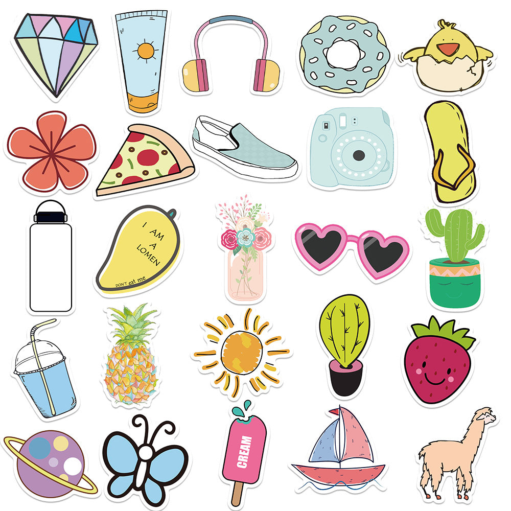 50PCS Cute Cartoon Yellow Fresh-Style Doodle Stickers Perfect for Suitcases, Laptops, Skateboards, Water Bottles, Stationery Boxes Exquisite DIY Desktop Decorations & Journal Stickers