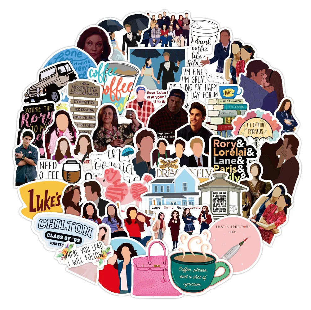 50PCS Cartoon Kiwi Girl Gilmore Girls Graffiti Sticker Waterproof Suitcase Notebook Refrigerator Water Cup Sticker