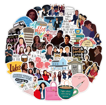 50PCS Cartoon Kiwi Girl Gilmore Girls Graffiti Sticker Waterproof Suitcase Notebook Refrigerator Water Cup Sticker