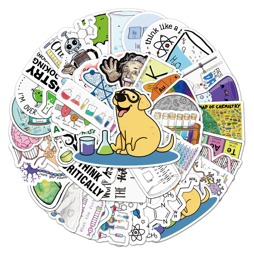 50PCS Chemistry Laboratory Formula Personality Skateboard Trolley Case Bike Scooter Water Cup Waterproof Sticker
