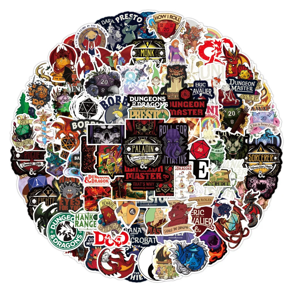 50PCs Animation Dragon and Dungeon Graffiti personality Sticker DIY Suitcase Laptop Skateboard Motorcycle
