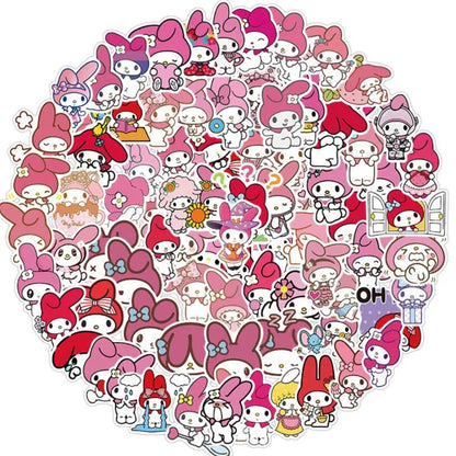 50PCS cartoon cute pink rabbit decorative style graffiti stickers, personalized, fashionable and creative DIY exquisite decorative decal cups, helmets, skateboard popular sticker toys