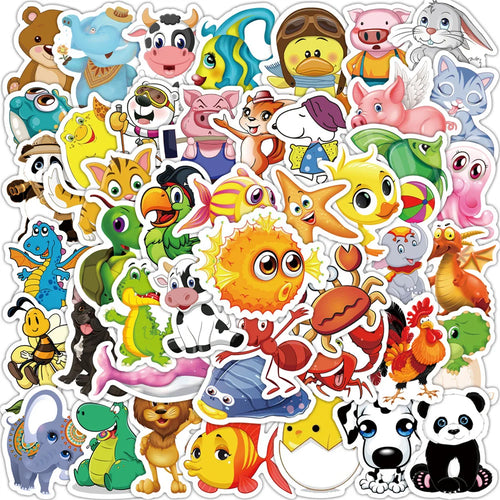 100PCS Cute Animal World Mix and Match Graffiti Stickers Mobile Phone Water Cup Computer Hand Ledger Stickers